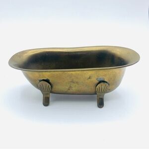 Vintage Brass Clawfoot Bathtub Soap Dish Mini Tub Bathroom Decor Trinket Holder